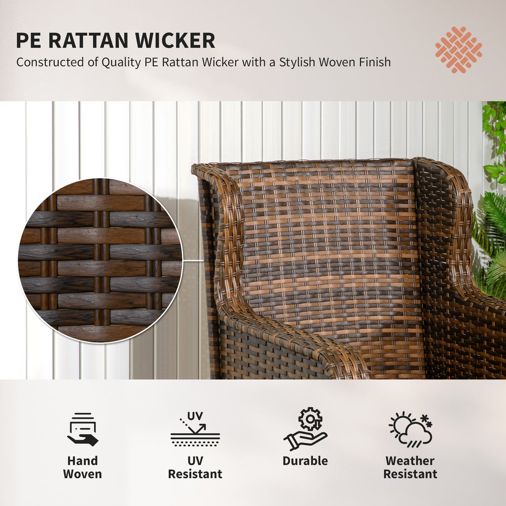 4 Piece Rattan Patio Furniture Set, Conversation Set with Swivel Glider Chairs Table Loveseat for Garden, Patio, Cream