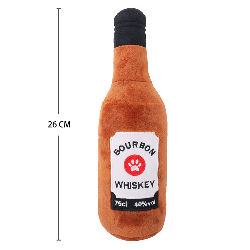 Pet Cats And Dogs Vocal Toys Plush Wine Bottle Chewing Toy