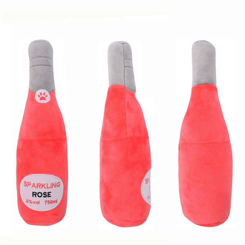 Pet Cats And Dogs Vocal Toys Plush Wine Bottle Chewing Toy