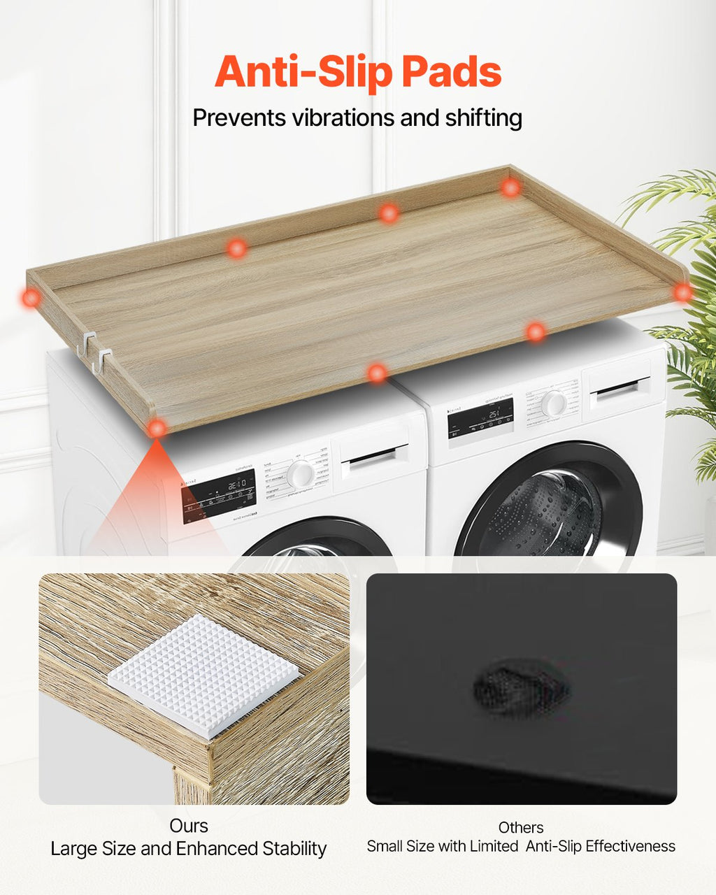 Royxen Laundry Countertop Solid Wood, Countertop For All Front-Loaded Washing Machine And Dryer, Extra Room For Laundry Room, Oak