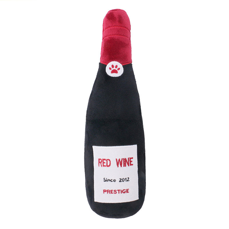 Pet Cats And Dogs Vocal Toys Plush Wine Bottle Chewing Toy