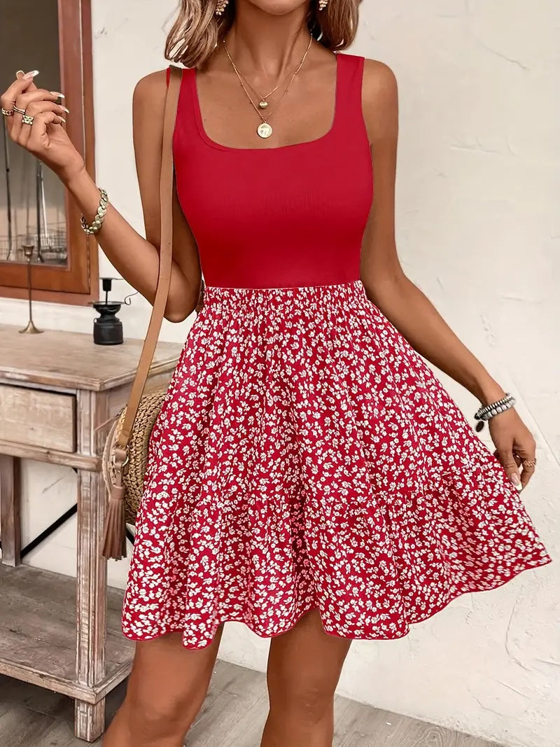 Flower Print Sleeveless Summer Jumpsuit