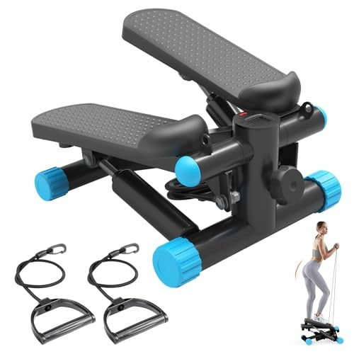 Mini Stepper With Resistance Bands, Portable Full Body Workout Stepper Machine Adjustable Foot Stepper For Fitness